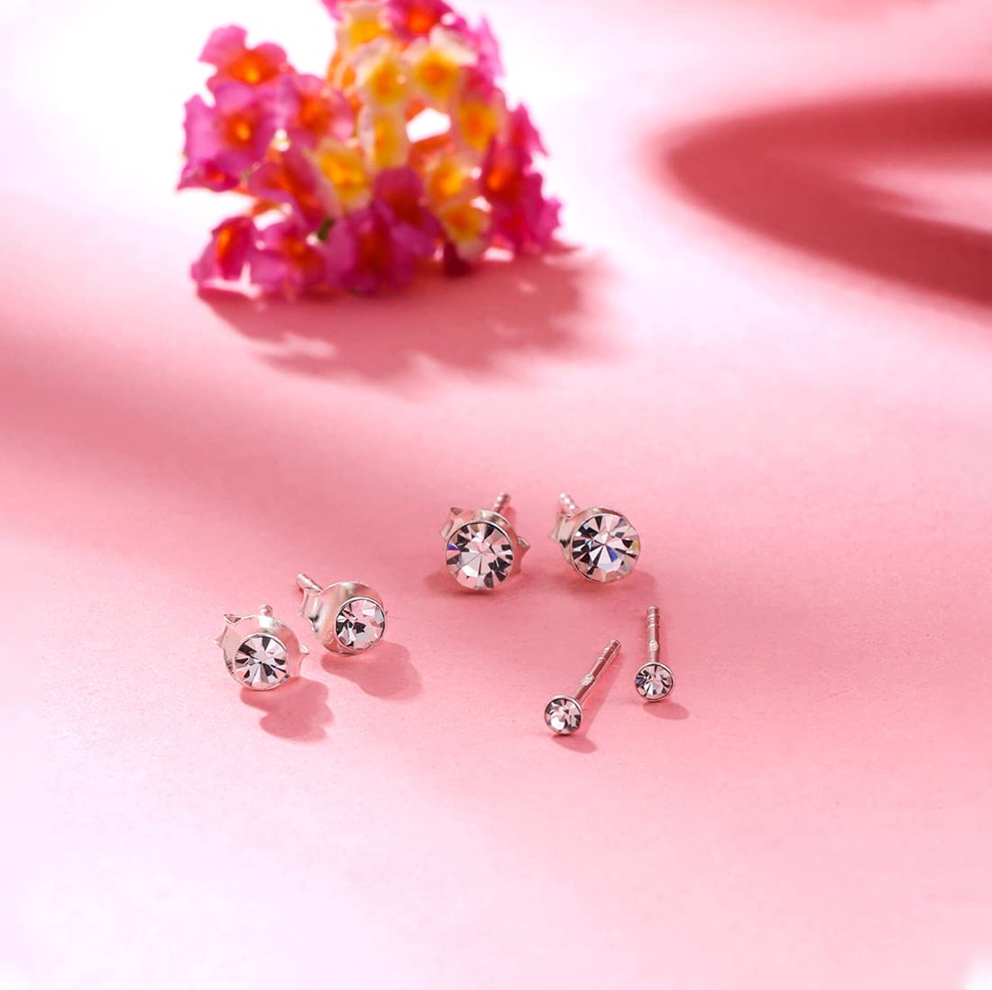 925 Sterling Crystal Stud Earrings for Anniversary Wife